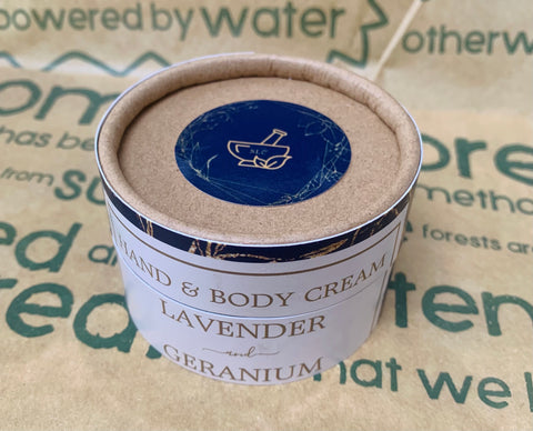 The Soap Loaf Company co lavender geranium recycled paper packaging new eco friendly paper product solutions hand and body cream moisturiser reduce inflammation skin healing